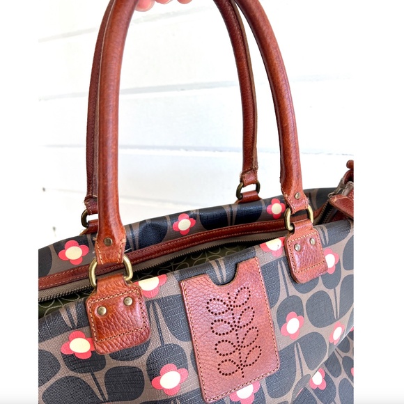 ORLA KIELY Large Coated Canvas Satchel Tote Bag with Leather Handles - Picture 8 of 16